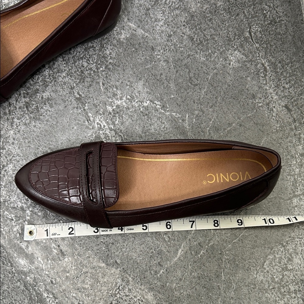 Vionic Burgundy Pointed Toe Penny Loafers Savannah Size 7 Fall Academia Autumn - Picture 11 of 16